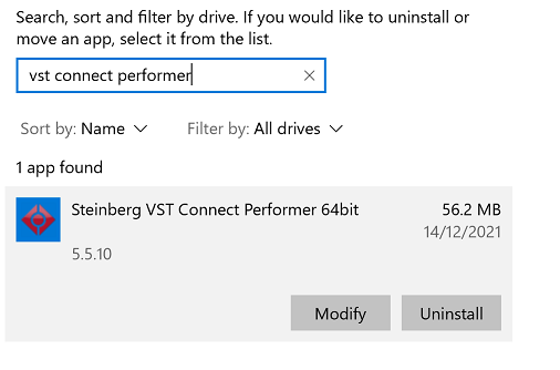 Uninstall VST Connect Performer